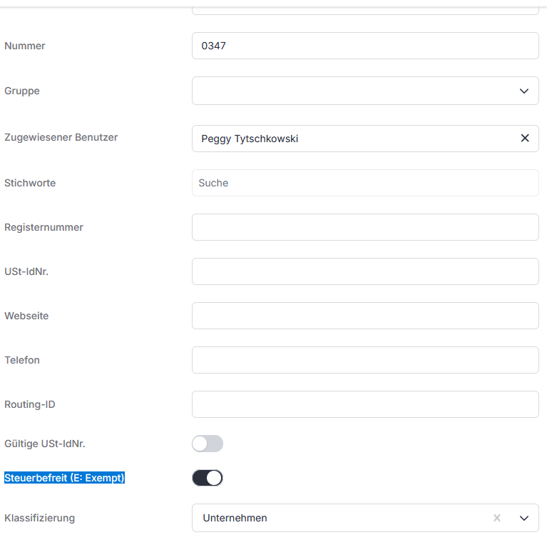 ninja invoice e exempt
